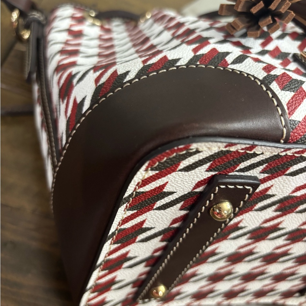 Dooney & Bourke Houndstooth Drawstring Crossbody Bucket Bag - Picture 7 of 14